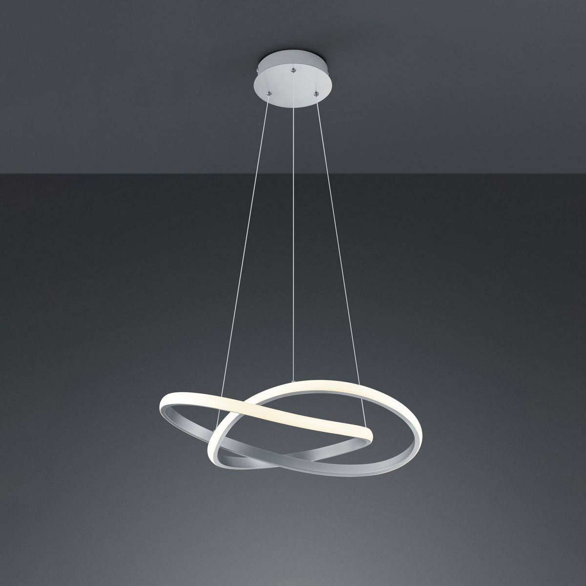 Suspension LED - Luminaire Suspendu - Trion Corcy - 27.5W - Blanc Chaud 3000K - Dimmable - Rond - Mat Nickel - Aluminium