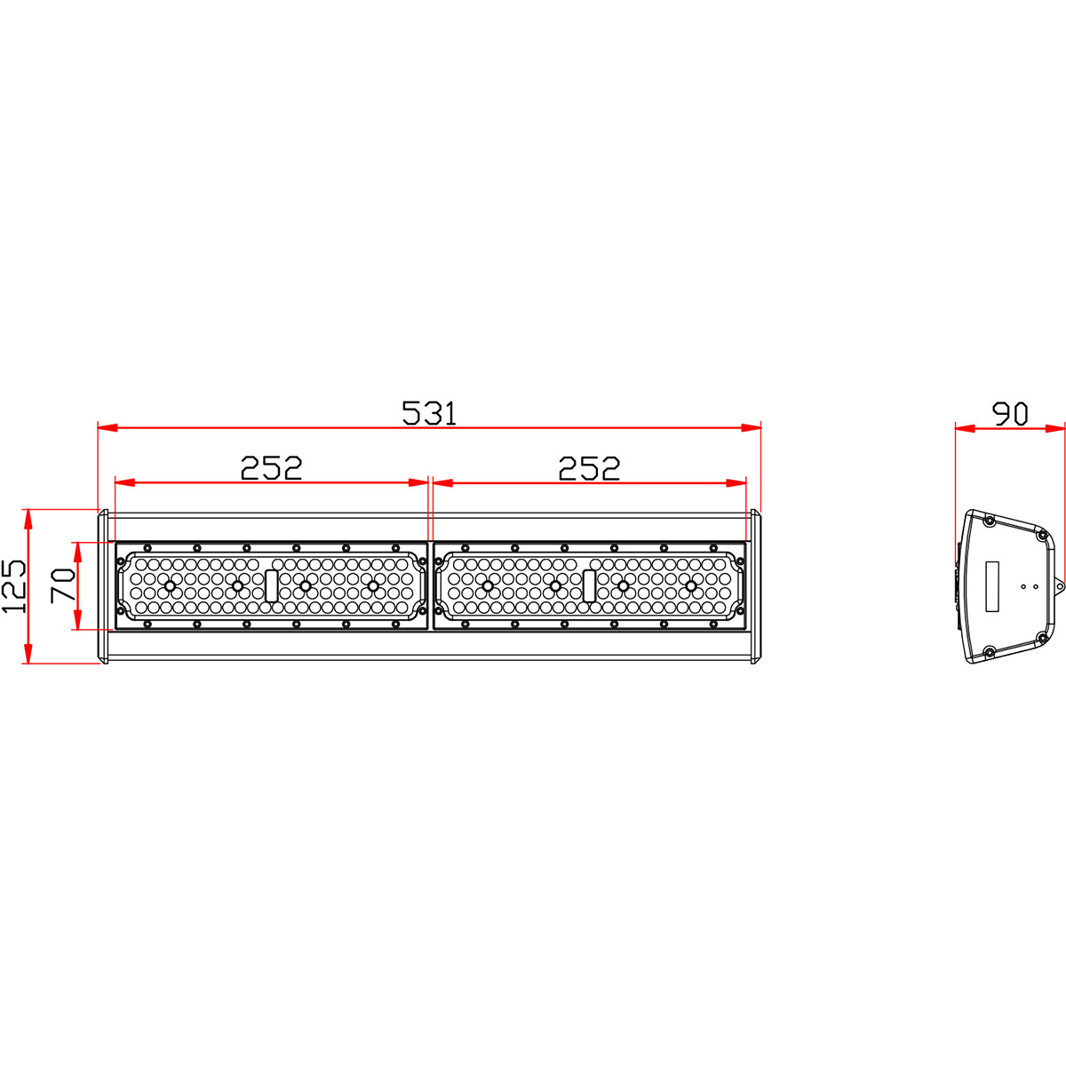 LED High Bay Linéaire - Rinzu Lin - 100W - 150LM/W - 860 6000K - Gradable 0-10V - IP65 - Driver Sosen - LEDs Sanan