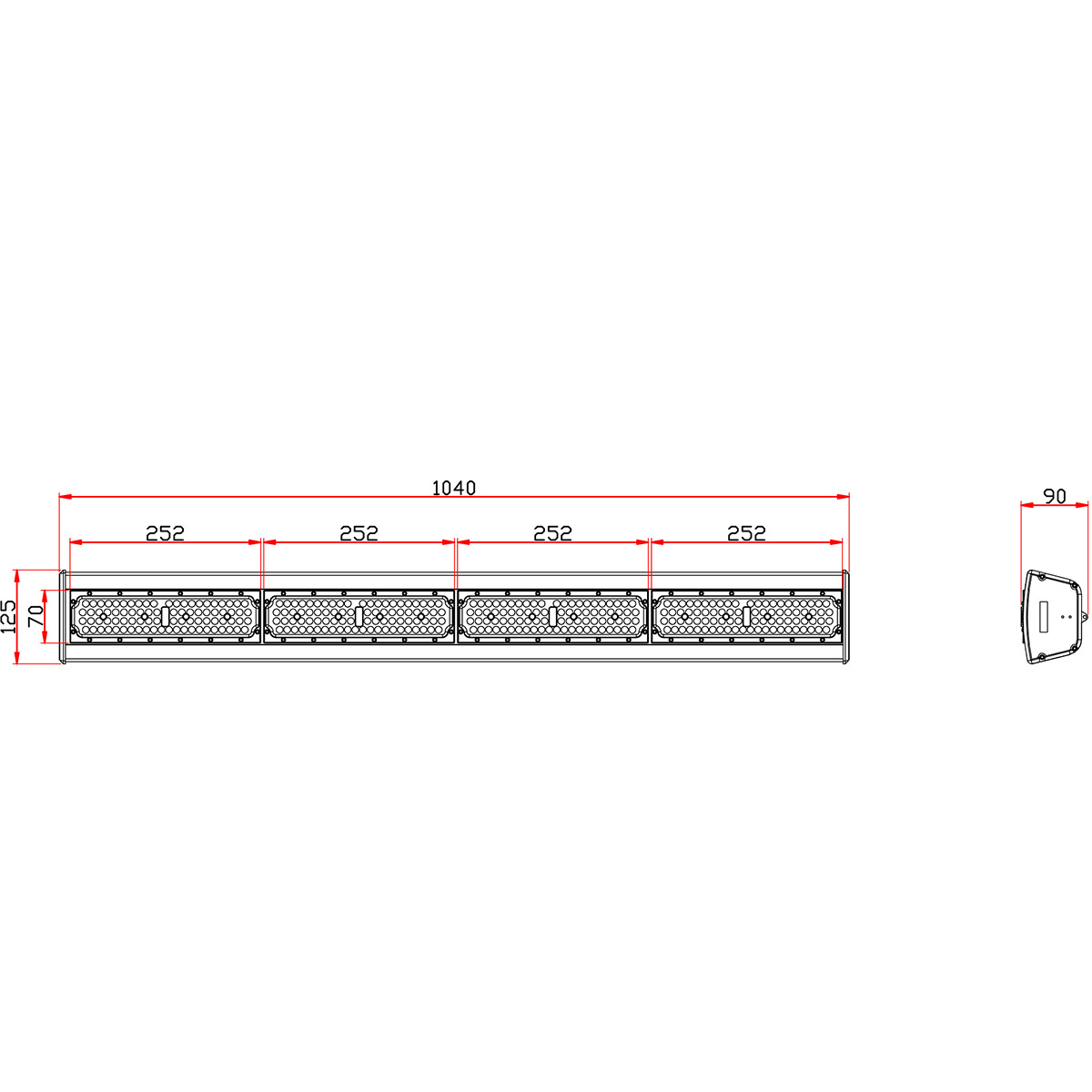 LED High Bay Linéaire - Rinzu Lin - 200W - 150LM/W - 860 6000K - Gradable 0-10V - IP65 - Driver Sosen - LEDs Sanan