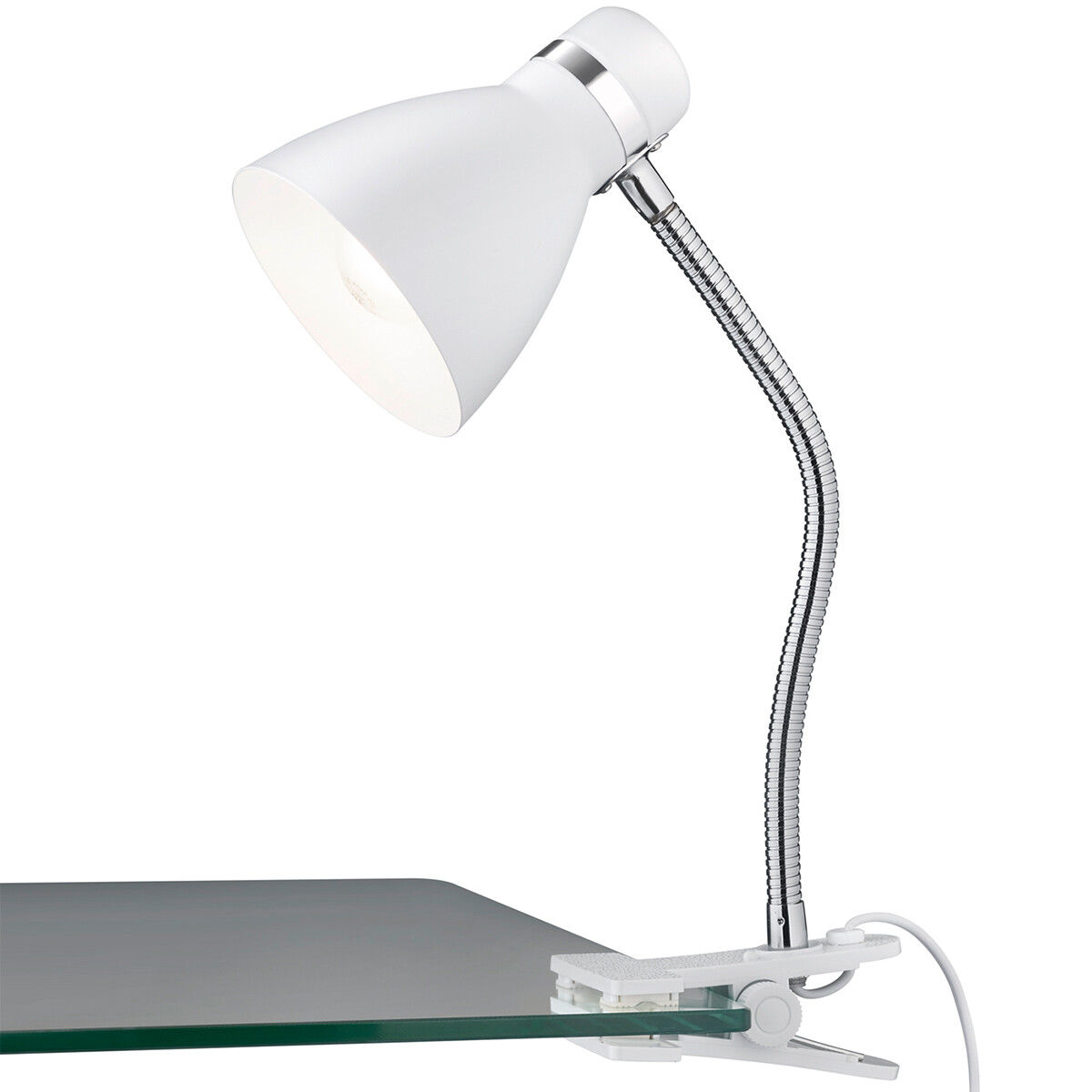 Lampe à pince LED - Trion Sora - Douille E27 - Blanc mat - Métal