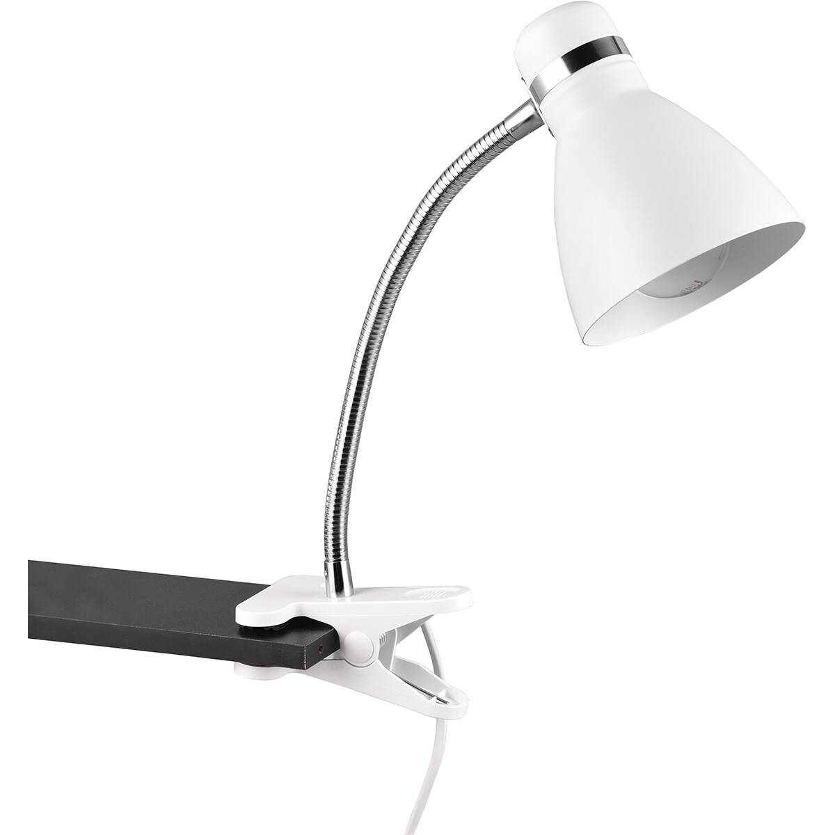 Lampe à pince LED - Trion Sora - Douille E27 - Blanc mat - Métal