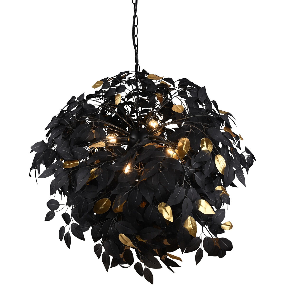 Lustre et suspension LED - Trion Lovy - Douille E14 - 4-lumières - Rond - Mat Noir/Or - Aluminium