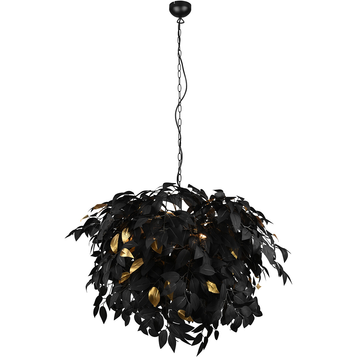 Lustre et suspension LED - Trion Lovy - Douille E14 - 4-lumières - Rond - Mat Noir/Or - Aluminium