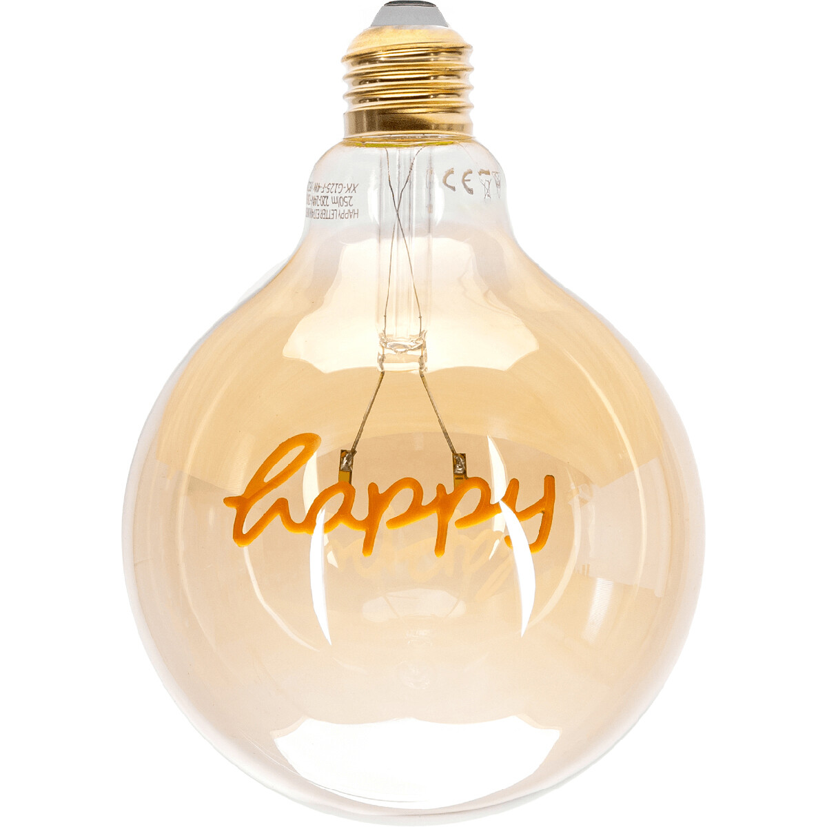 Lampe LED - Aigi Glow Happy - Douille E27 - 4W - Blanc Chaud 1800K - Ambre