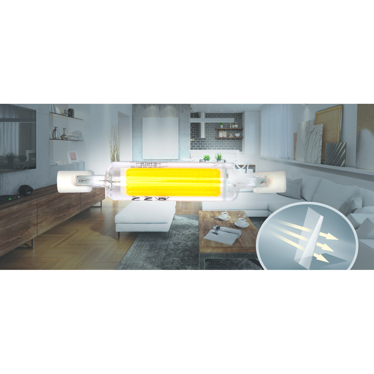 Lampe LED - Aigi Qolin - Douille R7S - 4W - Blanc Chaud 3000K - Verre