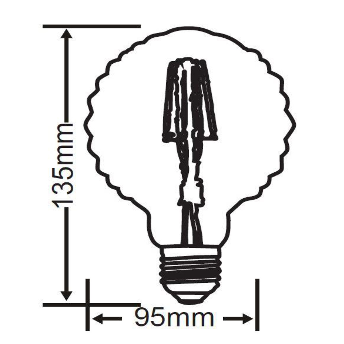 Lampe LED - Filament - Trion Globin - Douille E27 - 4W - Blanc Chaud 2700K - Ambre - Aluminium