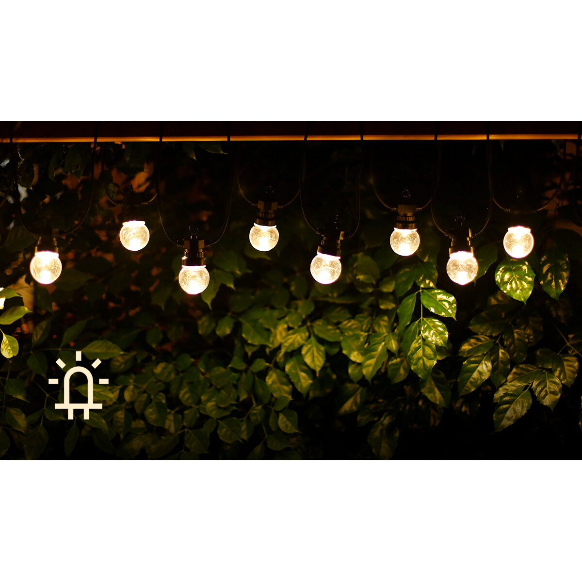 Guirlande lumineuse LED - Aigi Suci - Blanc Chaud 3000K - 6W - 8 Mètres - 10 LED's Transparent - Étanche IP44 - Noir