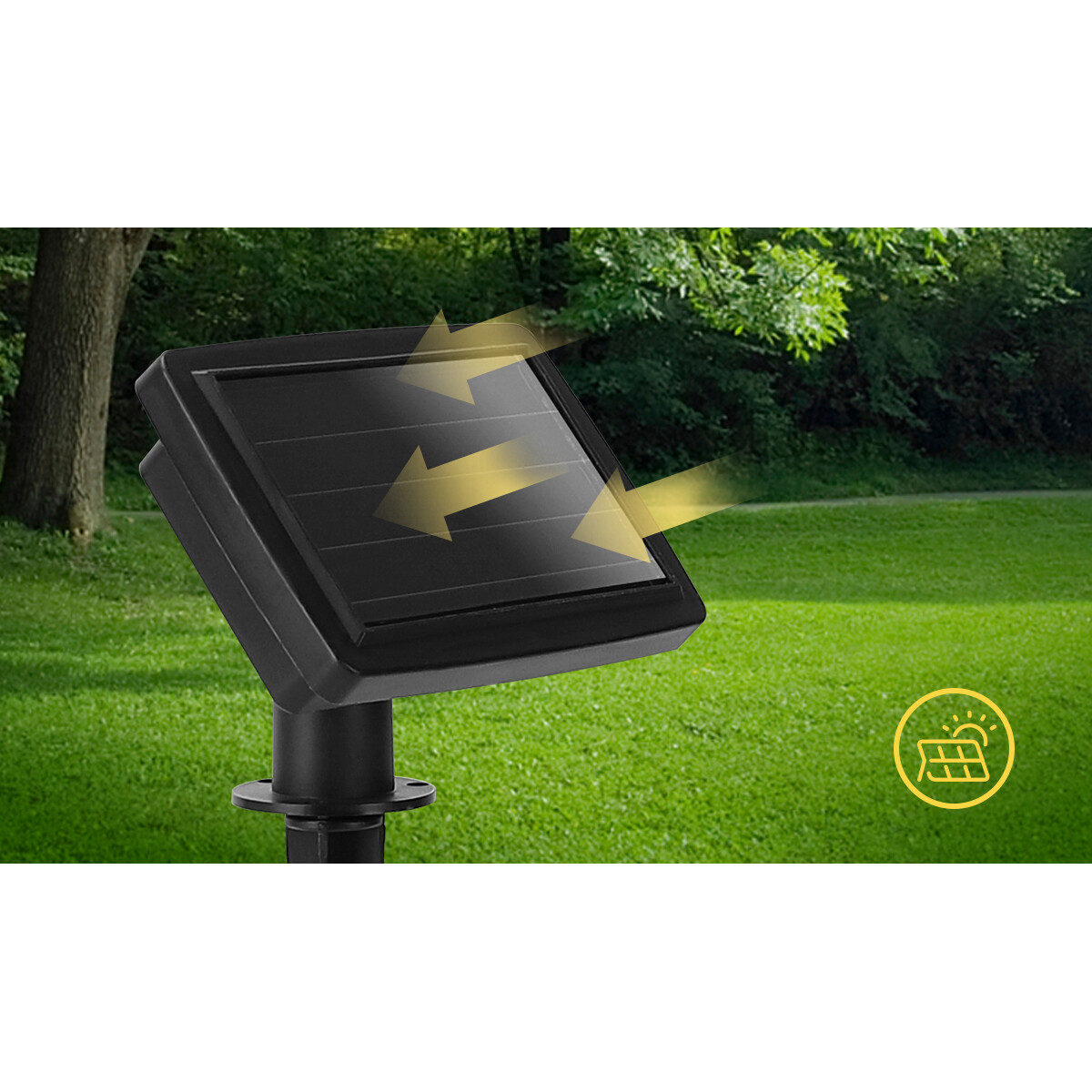 Guirlande lumineuse solaire LED - Capteur Jour/Nuit - Aigi Stiac - Citron - 10W - Blanc Chaud 3000K - 3.8 Mètres - 10 LED's Transparent - Étanche IP44 - Noir