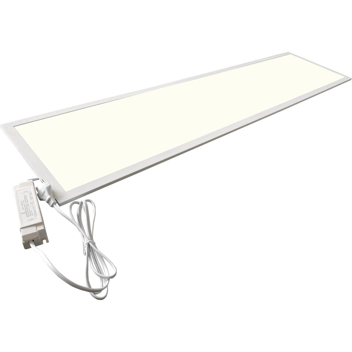 Panneau LED - Aigi - 30x120 Blanc Neutre 4000K - 40W High Lumen UGR19 - Rectangulaire Encastré - Inclus Prise - Mat Blanc - Sans Scintillement