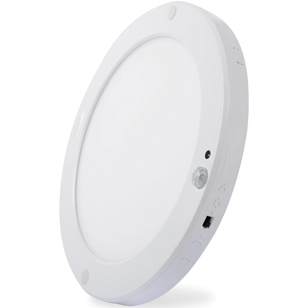 Plafonnier LED avec Détecteur de Mouvement + Interrupteur Crépusculaire - 18W - Couleur de lumière ajustable CCT - Angle de Détection 360° - Saillie/Encastré - Rond - Blanc Mat