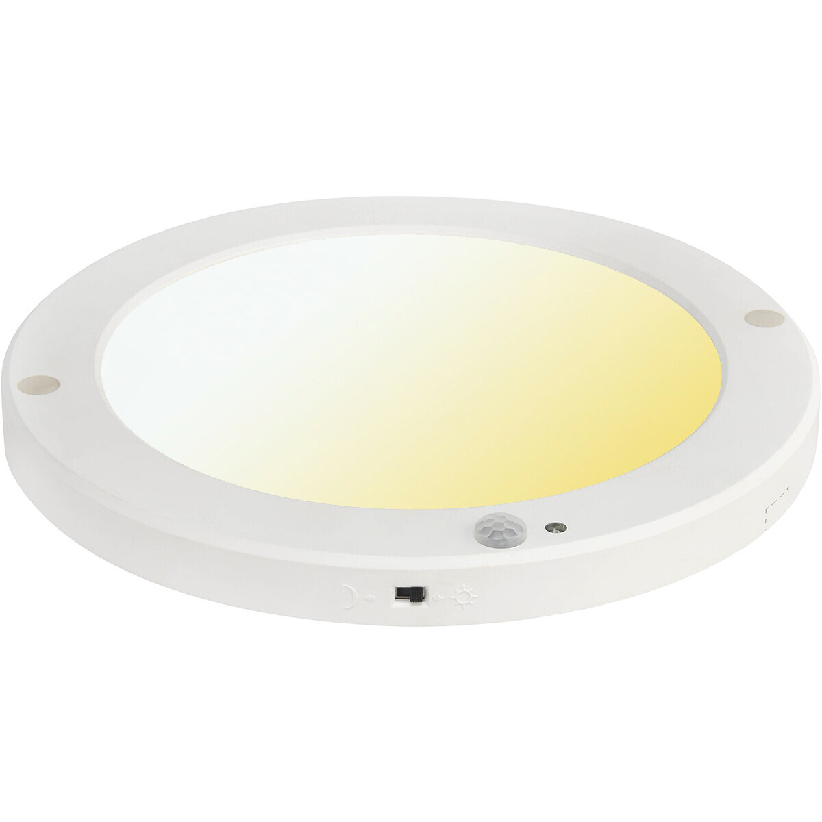 Plafonnier LED avec Détecteur de Mouvement + Interrupteur Crépusculaire - 18W - Couleur de lumière ajustable CCT - Angle de Détection 360° - Saillie/Encastré - Rond - Blanc Mat