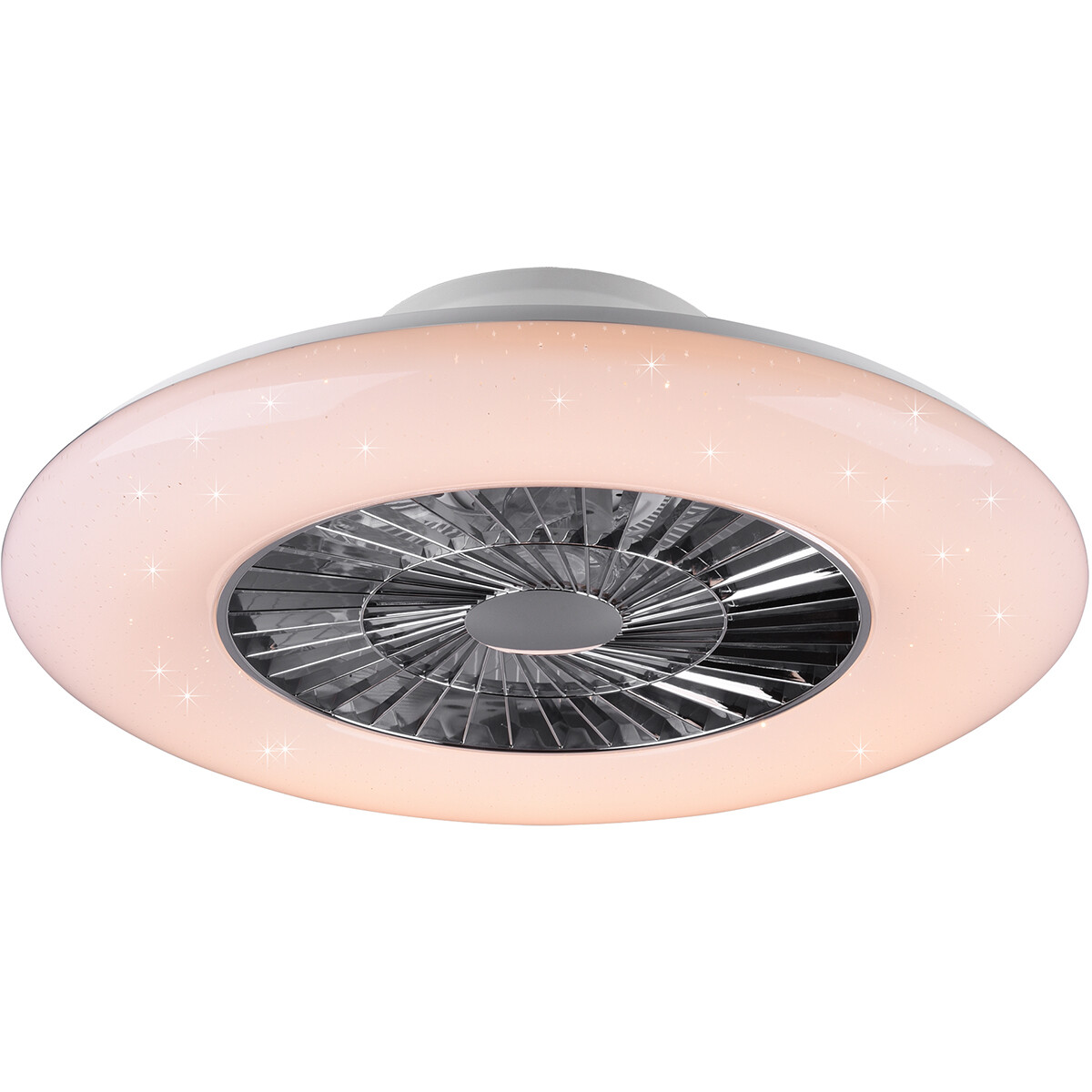 Plafonnier LED avec ventilateur - Ventilateur de Plafond - Trion Vison - 40W - Couleur de lumière ajustable - Télécommande - Dimmable - Rond - Mat Chrome - Plastique