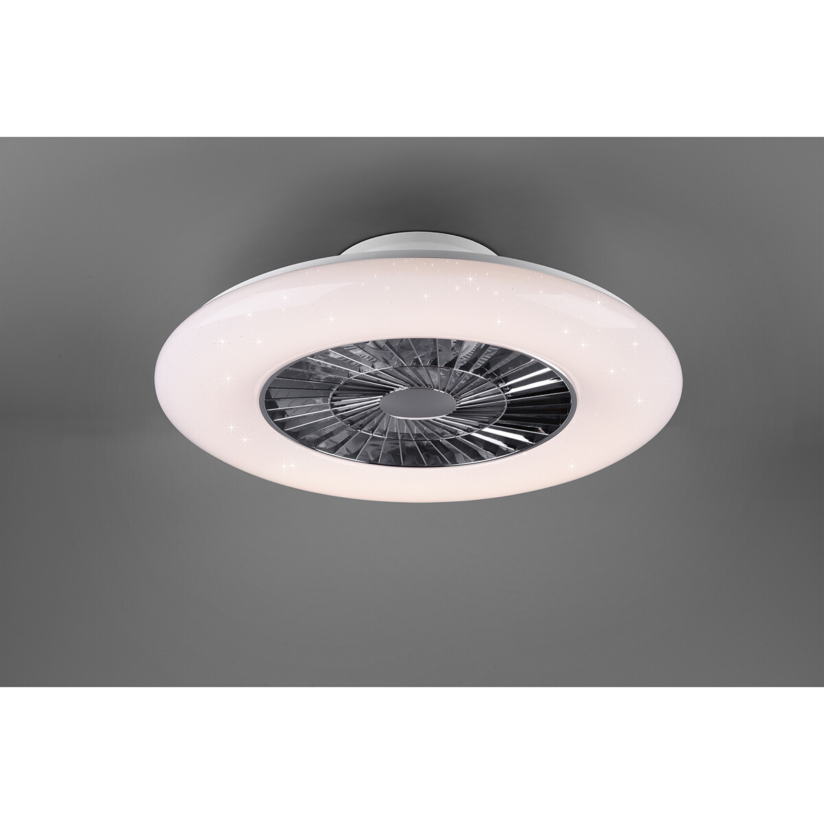 Plafonnier LED avec ventilateur - Ventilateur de Plafond - Trion Vison - 40W - Couleur de lumière ajustable - Télécommande - Dimmable - Rond - Mat Chrome - Plastique