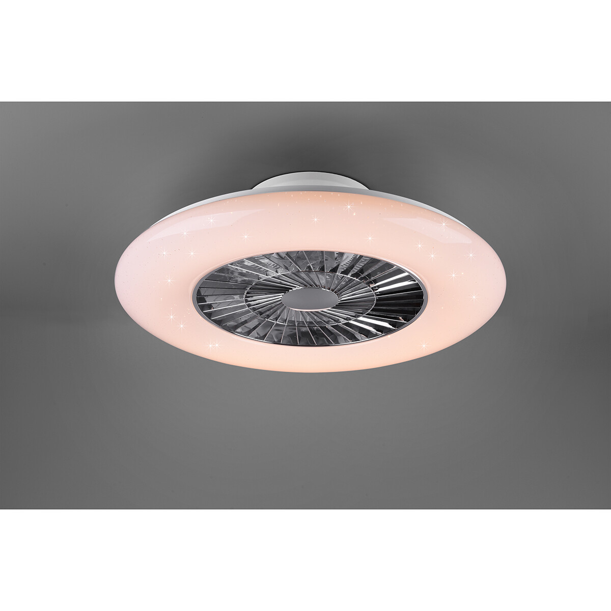 Plafonnier LED avec ventilateur - Ventilateur de Plafond - Trion Vison - 40W - Couleur de lumière ajustable - Télécommande - Dimmable - Rond - Mat Chrome - Plastique