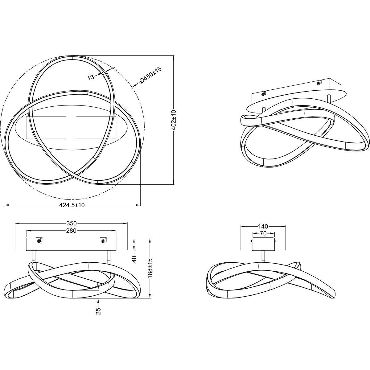 Plafonnier LED - Éclairage de Plafond - Trion Corcy - 18W - Blanc Neutre 4000K - Dimmable - Rond - Mat Nickel - Aluminium