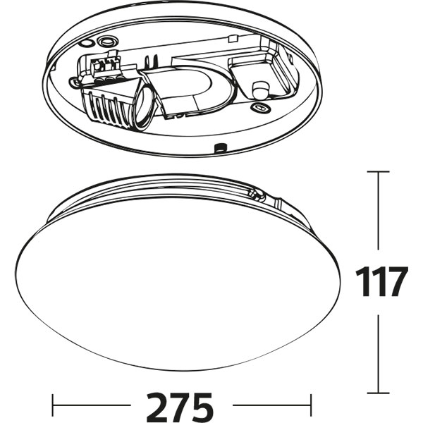 Plafonnier LED avec Détecteur de Mouvement - Capteur à 360° - Douille E27 - en Saillie - Ovale - Mat Blanc - Verre