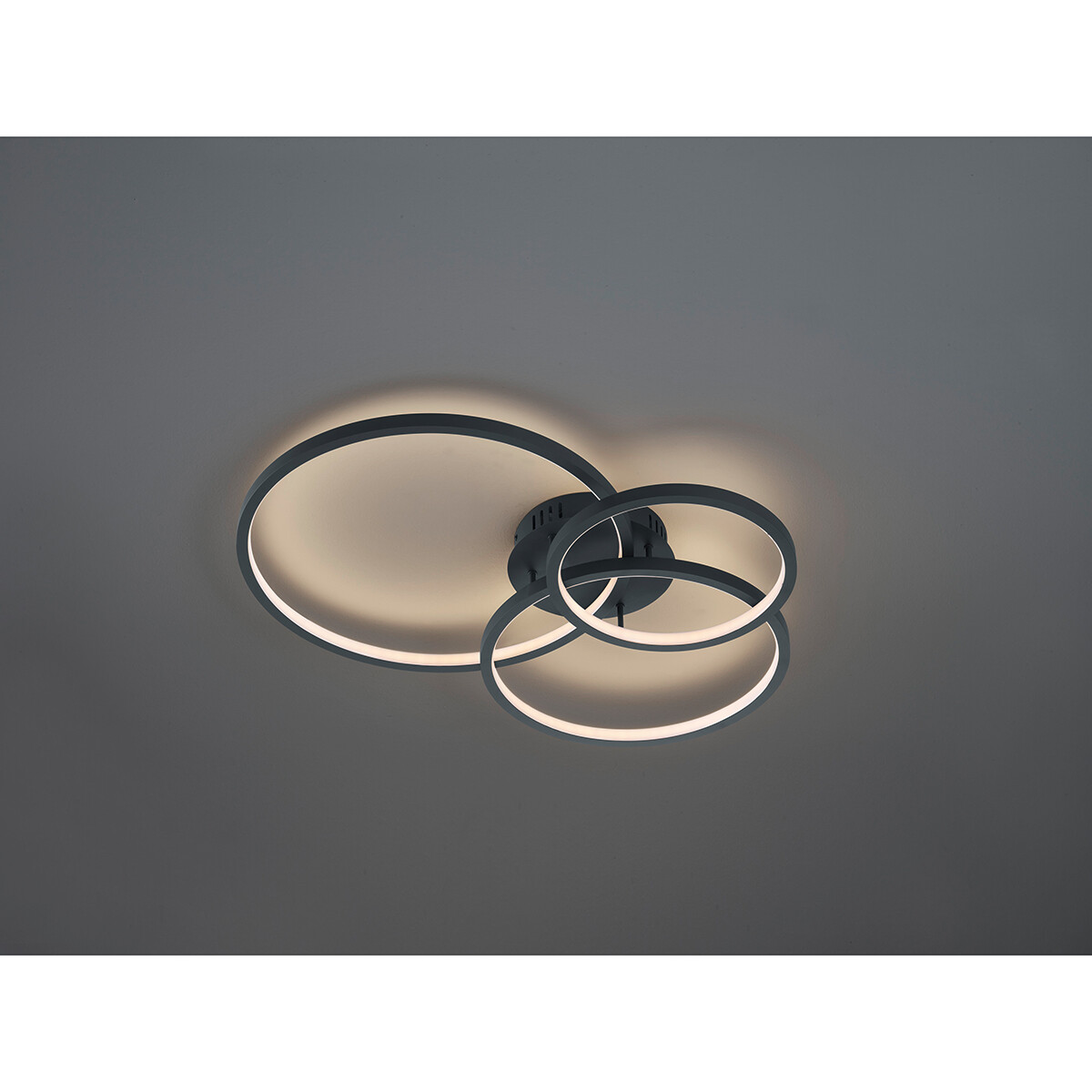 Plafonnier LED WiZ - LED Intelligente - Éclairage de Plafond - Trion Noraan - 36W - Couleur de lumière ajustable - Télécommande - Dimmable - Rond - Mat Anthracite - Aluminium