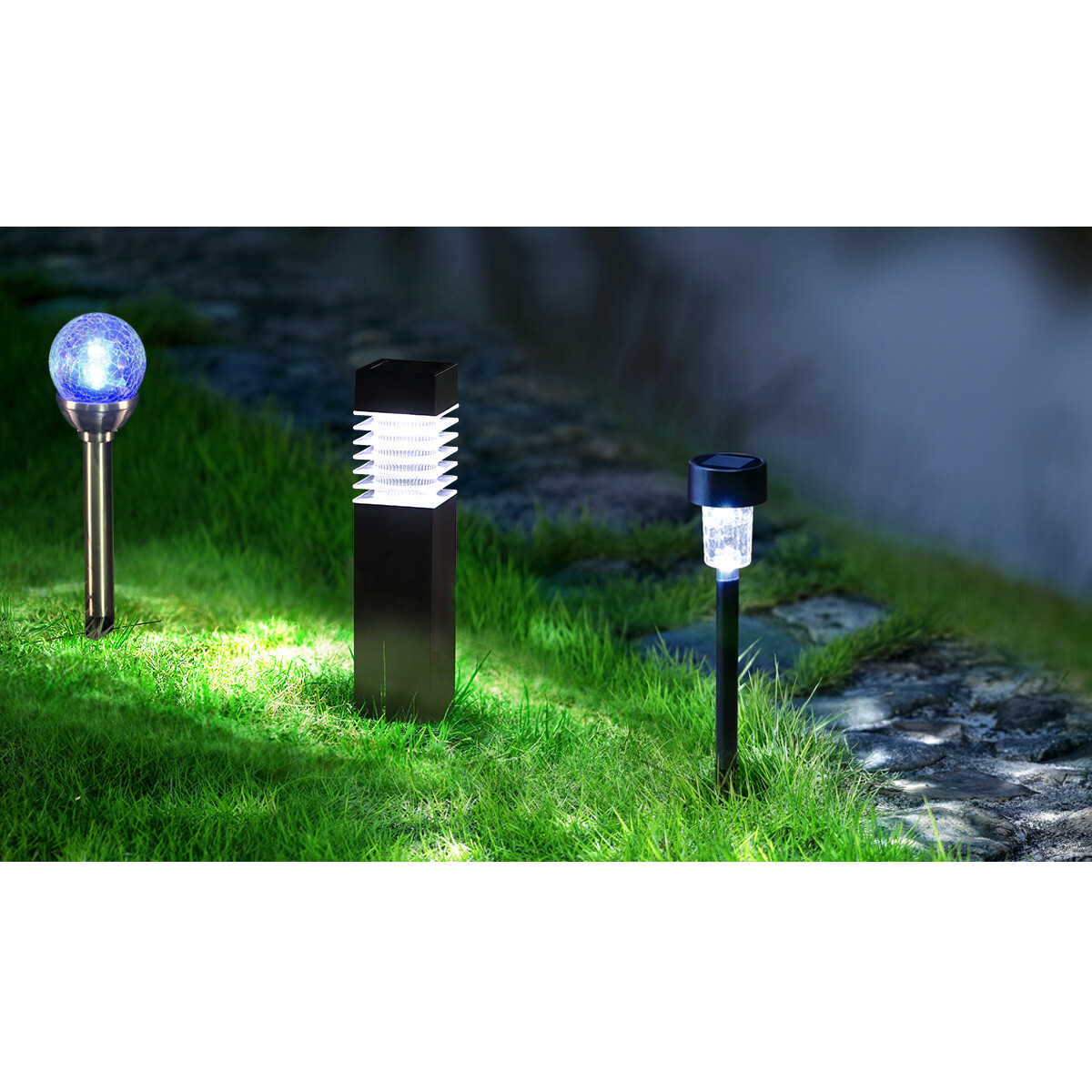 Lampe de jardin à piquer solaire LED - Aigi Fay - 0.08W - Blanc Froid 6500K - Mat Noir - Plastique