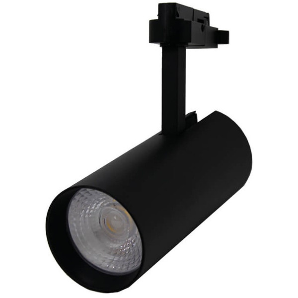 Éclairage sur rail LED - Spot sur Rail - Facto - Dimmable - 30W 1 Phase - Rond - Blanc Neutre 4000K - Mat Noir Aluminium