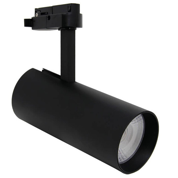 Éclairage sur rail LED - Spot sur Rail - Facto - Dimmable - 30W 1 Phase - Rond - Blanc Neutre 4000K - Mat Noir Aluminium