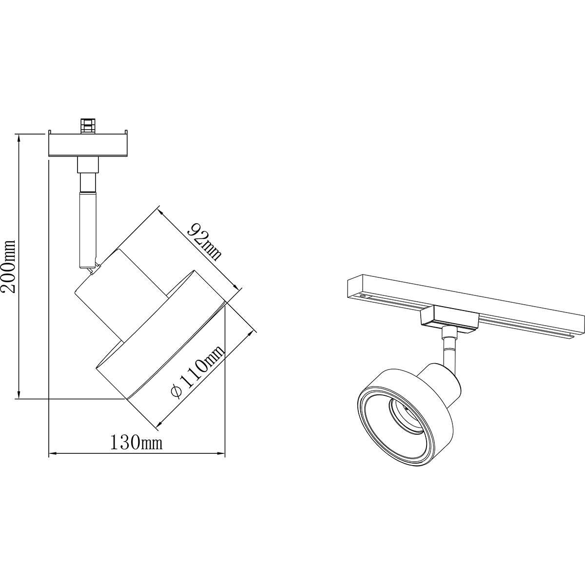 Éclairage sur rail LED - Spot sur Rail - Trion Dual Leonida - 2 Phases - Douille GU10 - Rond - Mat Nickel - Aluminium