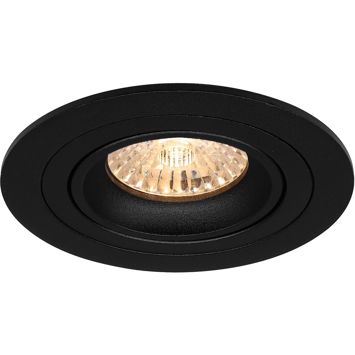 Set de spots LED - Pragmi Alpin Pro - Douille GU10 - Dimmable - Rond Encastré - Mat Noir - 6W - Blanc Chaud 3000K - Inclinable Ø92mm