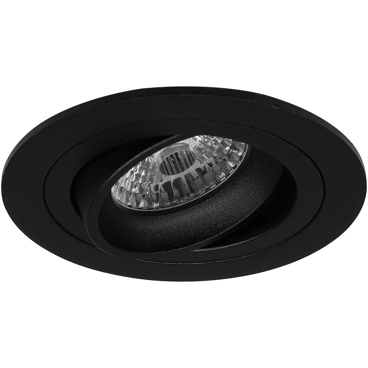 Set de spots LED - Pragmi Alpin Pro - Douille GU10 - Rond Encastré - Mat Noir - 6W - Blanc Neutre 4200K - Inclinable Ø92mm