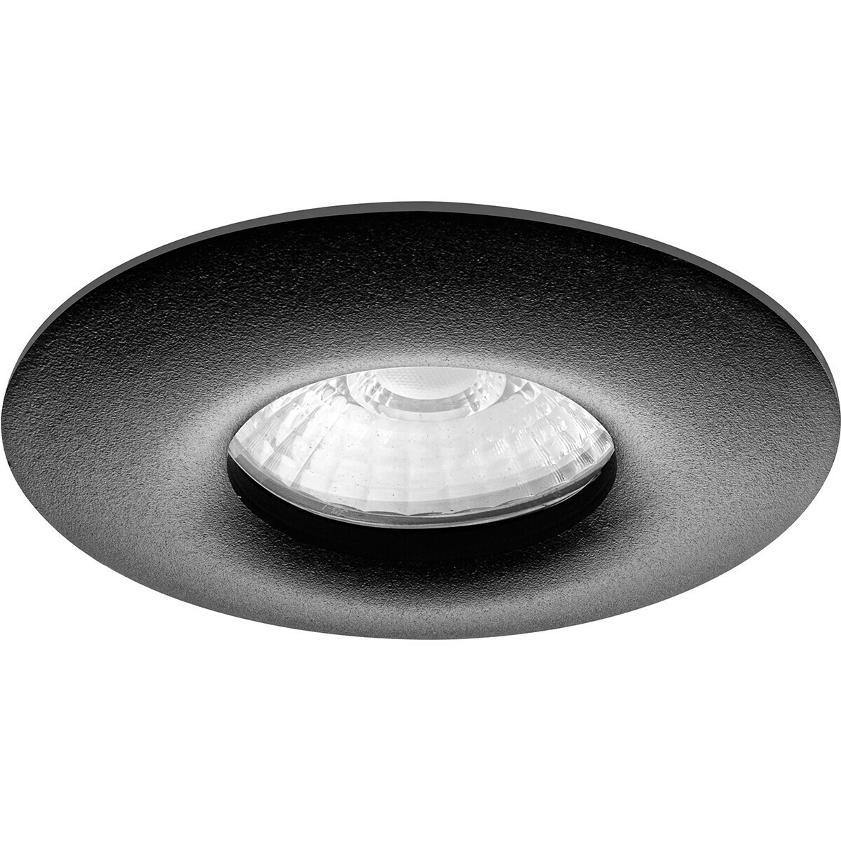 Set de spots LED - Pragmi Luno Pro - Étanche IP65 - Douille GU10 - Rond Encastré - Mat Noir - 6W - Blanc Neutre 4200K - Ø82mm