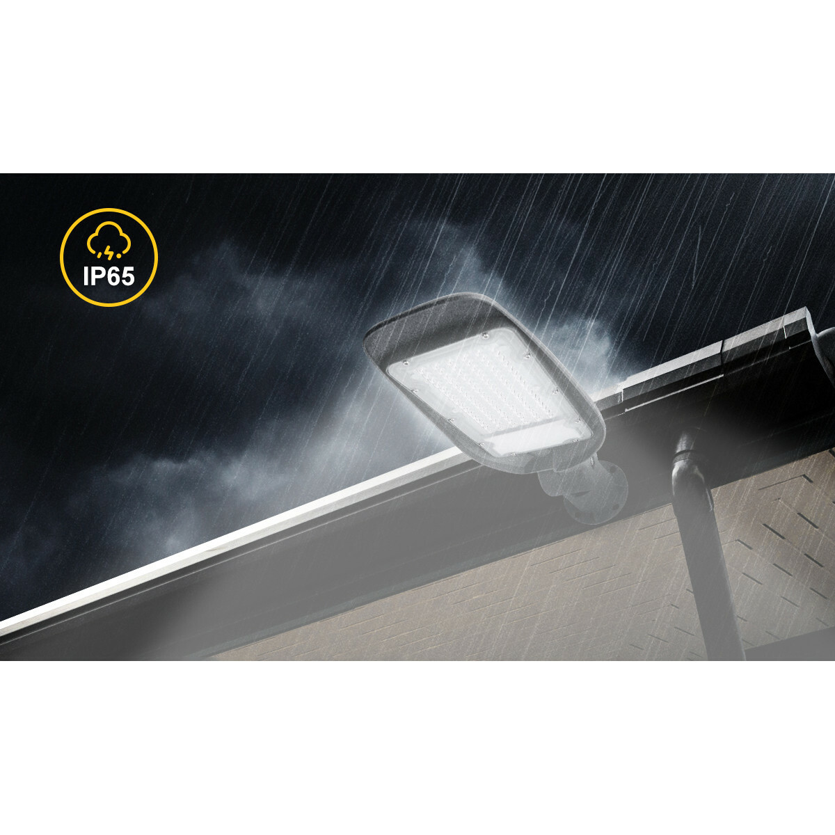 Lampe de rue LED - Éclairage de Rue - Aigi Animo - 50W - Blanc Froid 6500K - Étanche IP65 - Mat Gris - Aluminium