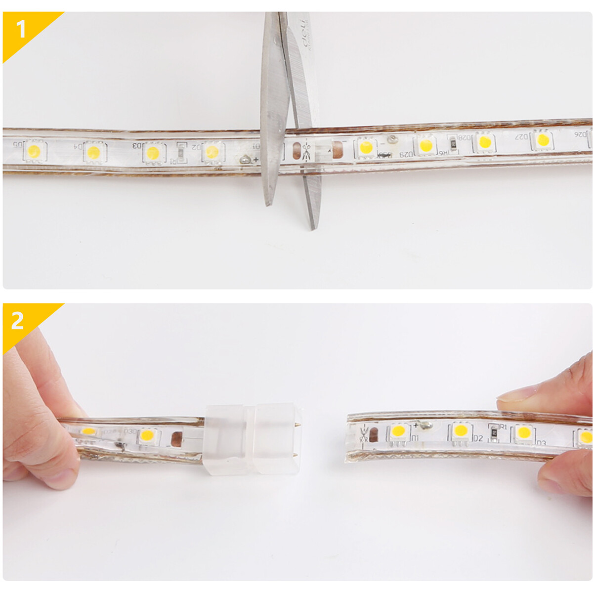 Bande LED - Aigi Strobi - 50 Mètres - IP65 Étanche - Blanc Chaud 3000K - 2835 SMD 230V