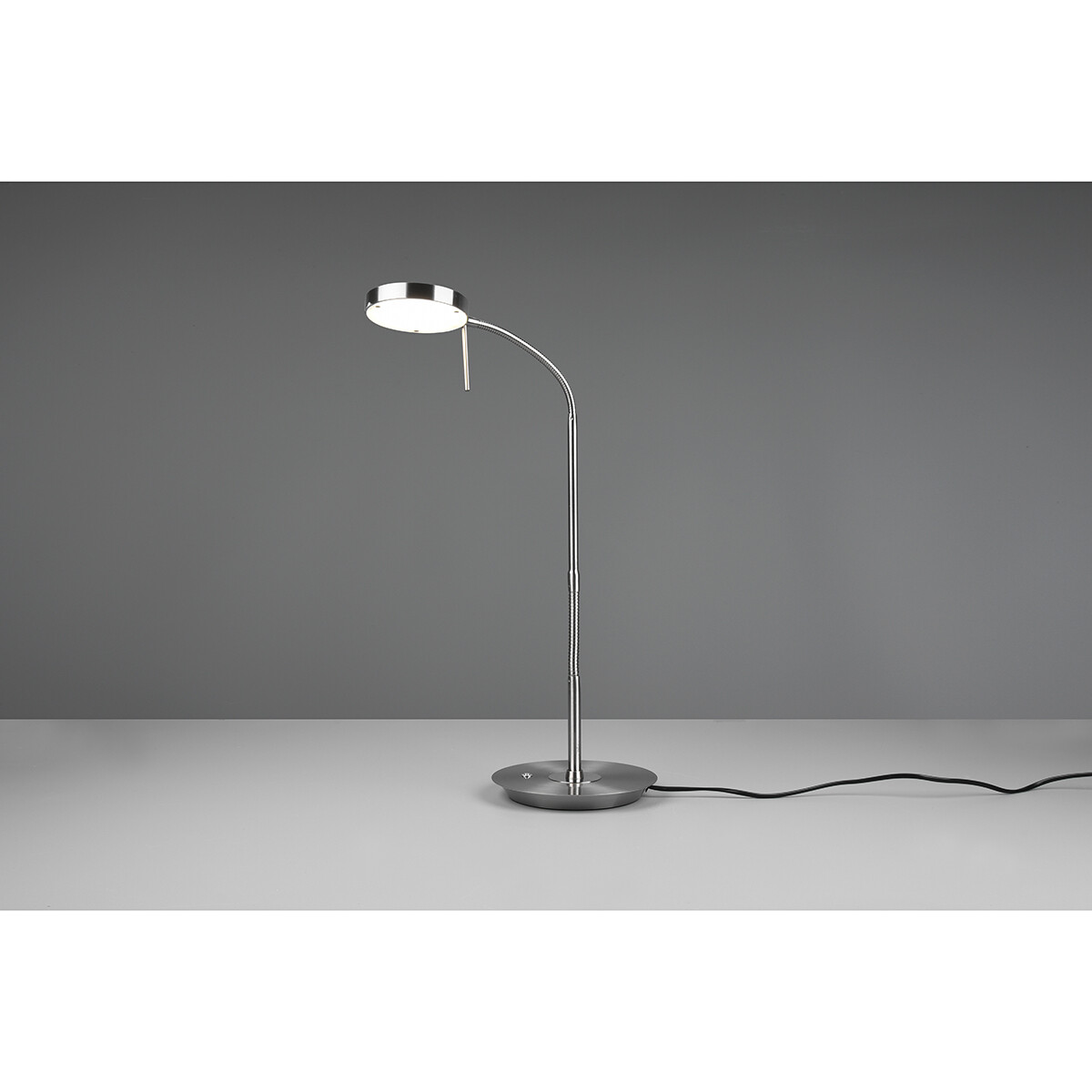 Lampe de Table LED - Trion Monzino - 12W - Couleur de lumière ajustable - Dimmable - Rond - Mat Nickel - Aluminium