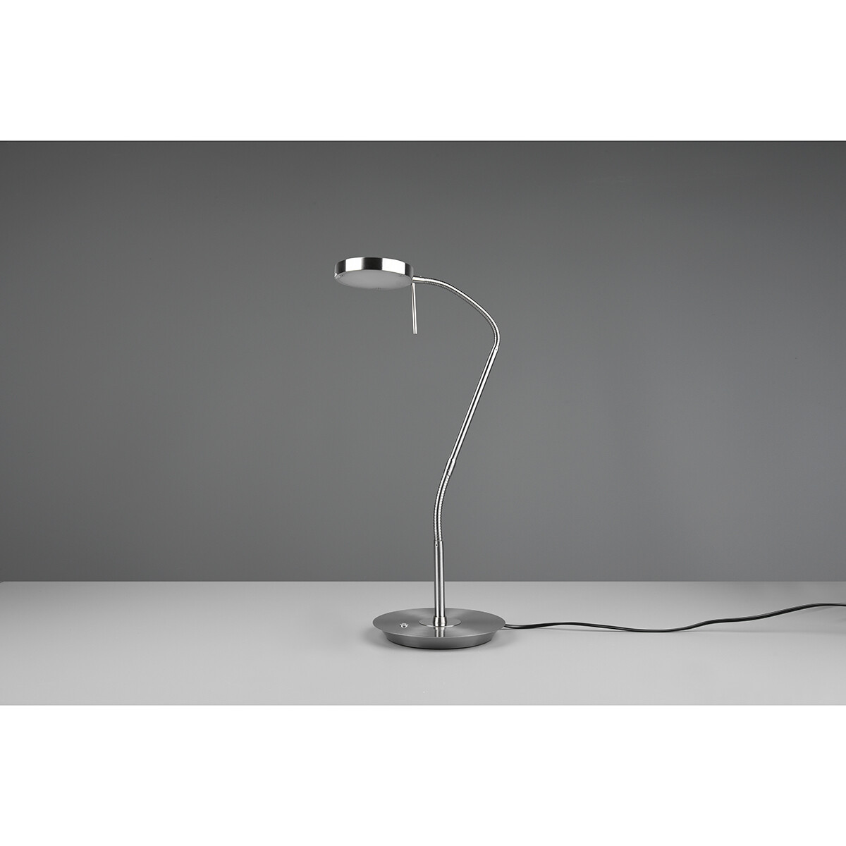 Lampe de Table LED - Trion Monzino - 12W - Couleur de lumière ajustable - Dimmable - Rond - Mat Nickel - Aluminium