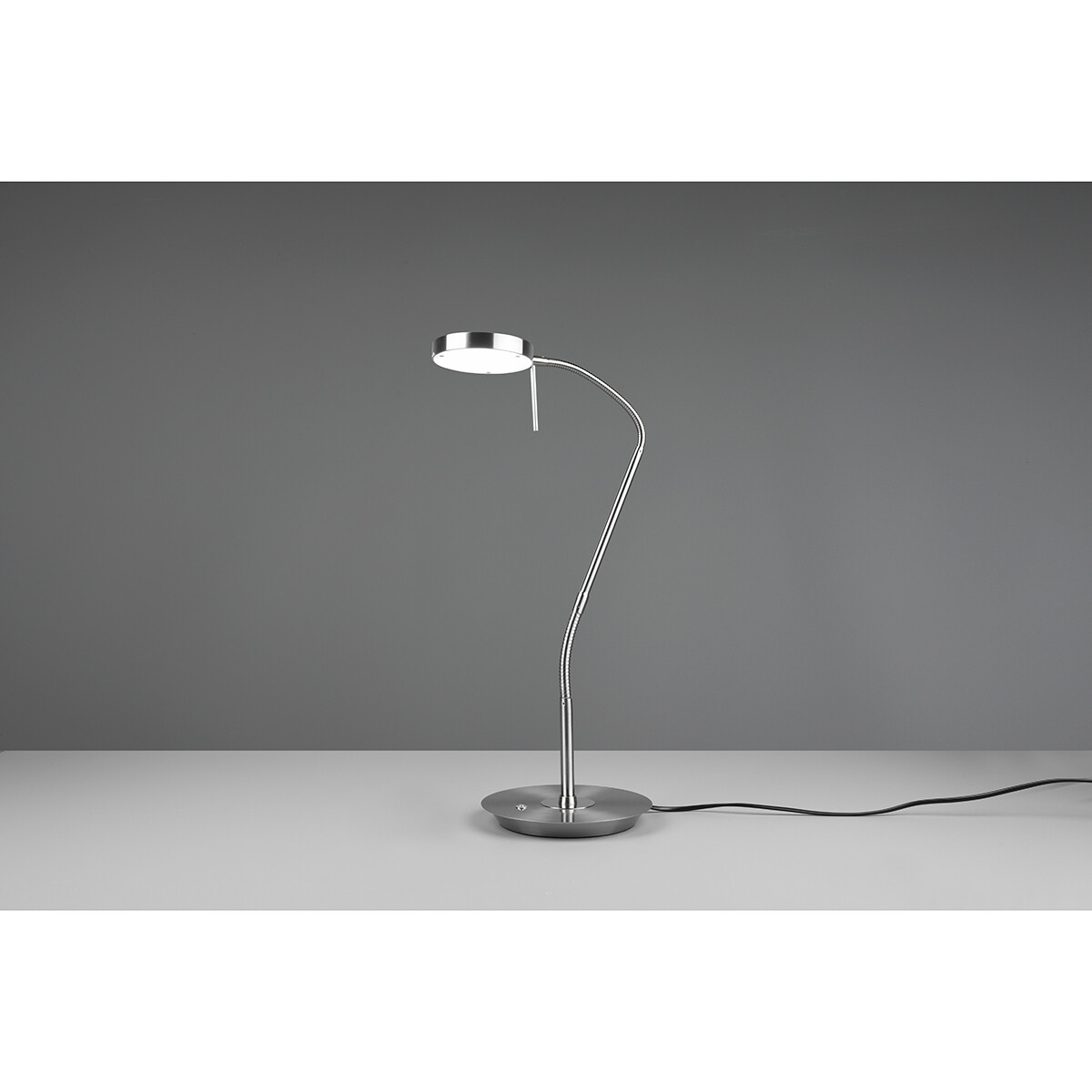 Lampe de Table LED - Trion Monzino - 12W - Couleur de lumière ajustable - Dimmable - Rond - Mat Nickel - Aluminium