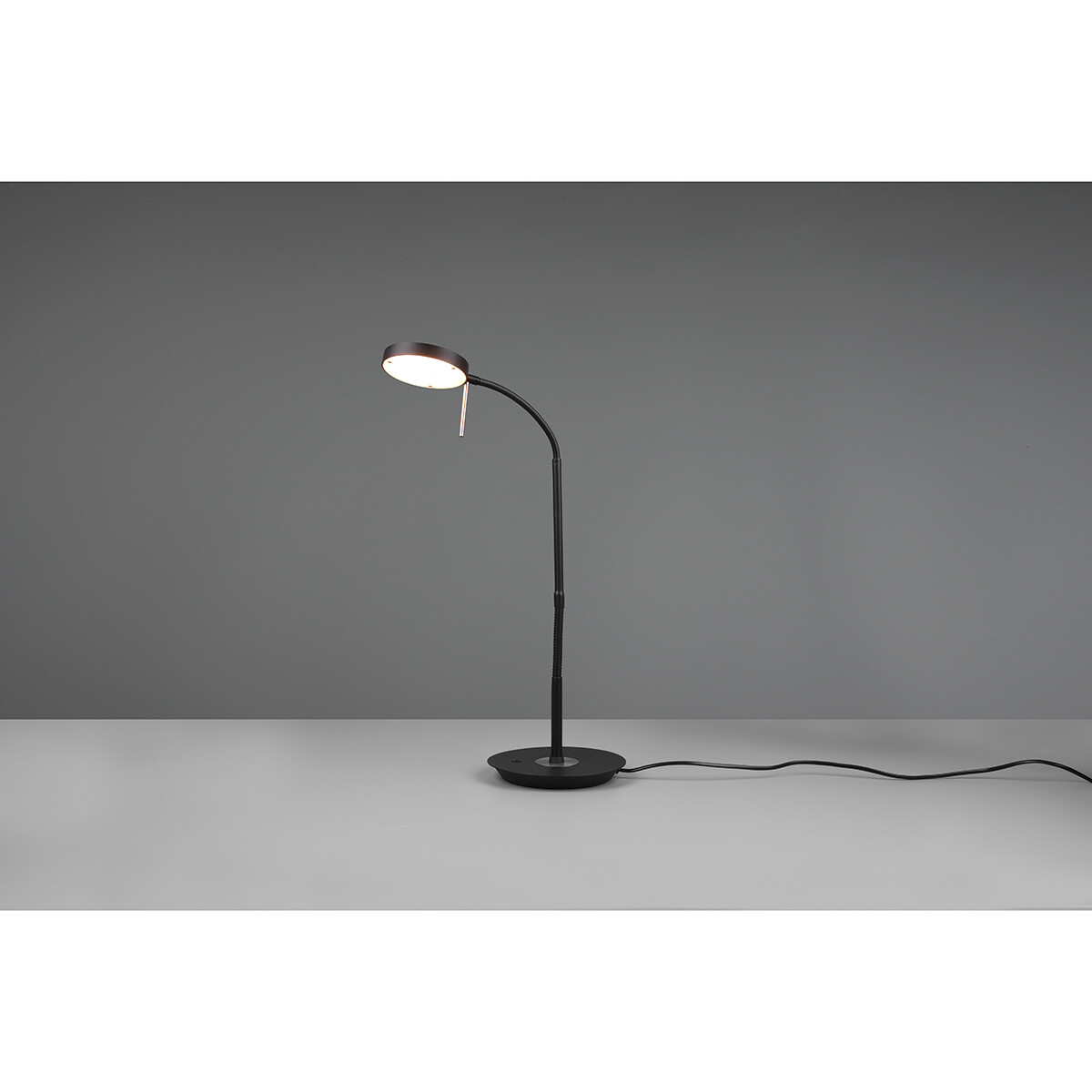 Lampe de Table LED - Trion Monzino - 12W - Couleur de lumière ajustable - Dimmable - Rond - Mat Noir - Aluminium