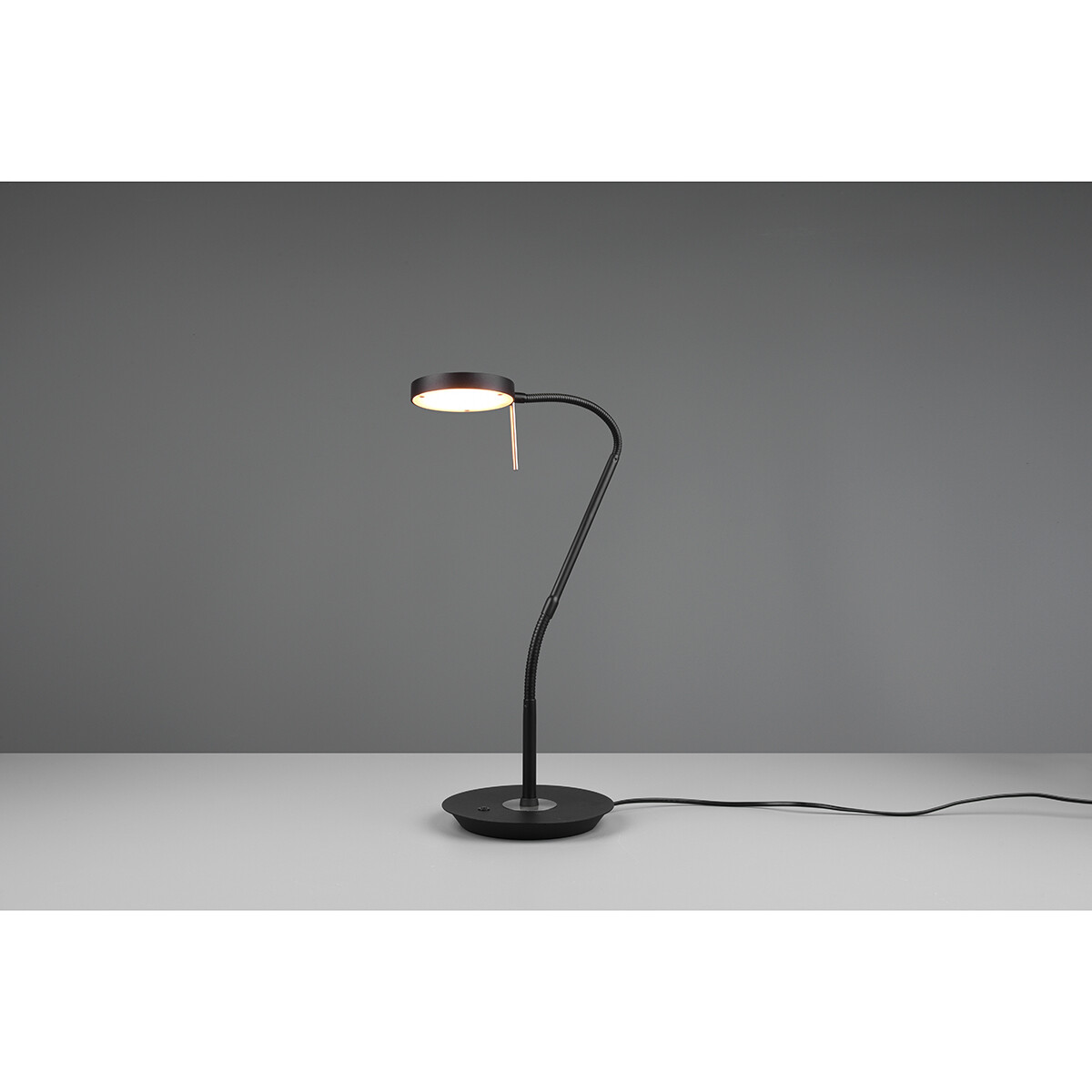 Lampe de Table LED - Trion Monzino - 12W - Couleur de lumière ajustable - Dimmable - Rond - Mat Noir - Aluminium