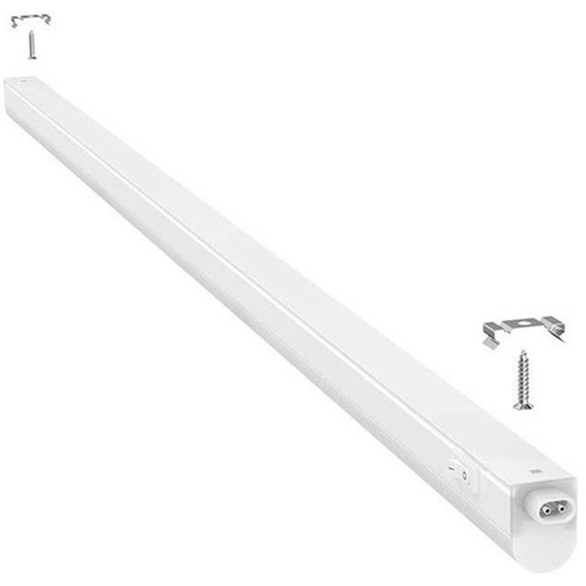 Réglette LED avec Tube T5 - Éclairage de Cuisine - Aigi Timola - 90cm Simple - 10W - Connectable - Blanc Chaud 3000K - Mat Blanc - Plastique