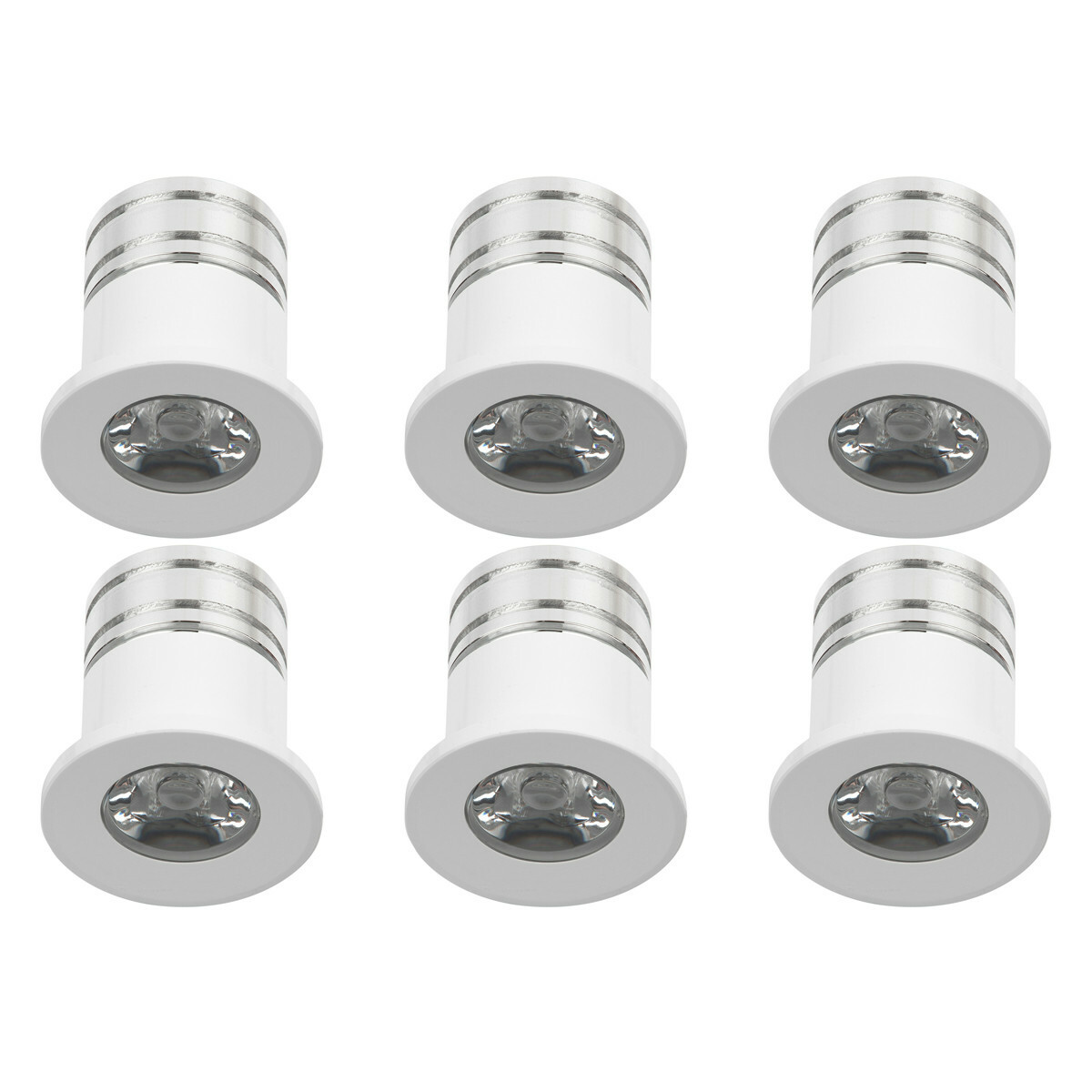 Éclairage de Spot de Véranda LED 6 Pack - 3W - Blanc Neutre 4000K - Encastré - Dimmable - Rond - Mat Blanc - Aluminium - Ø31mm