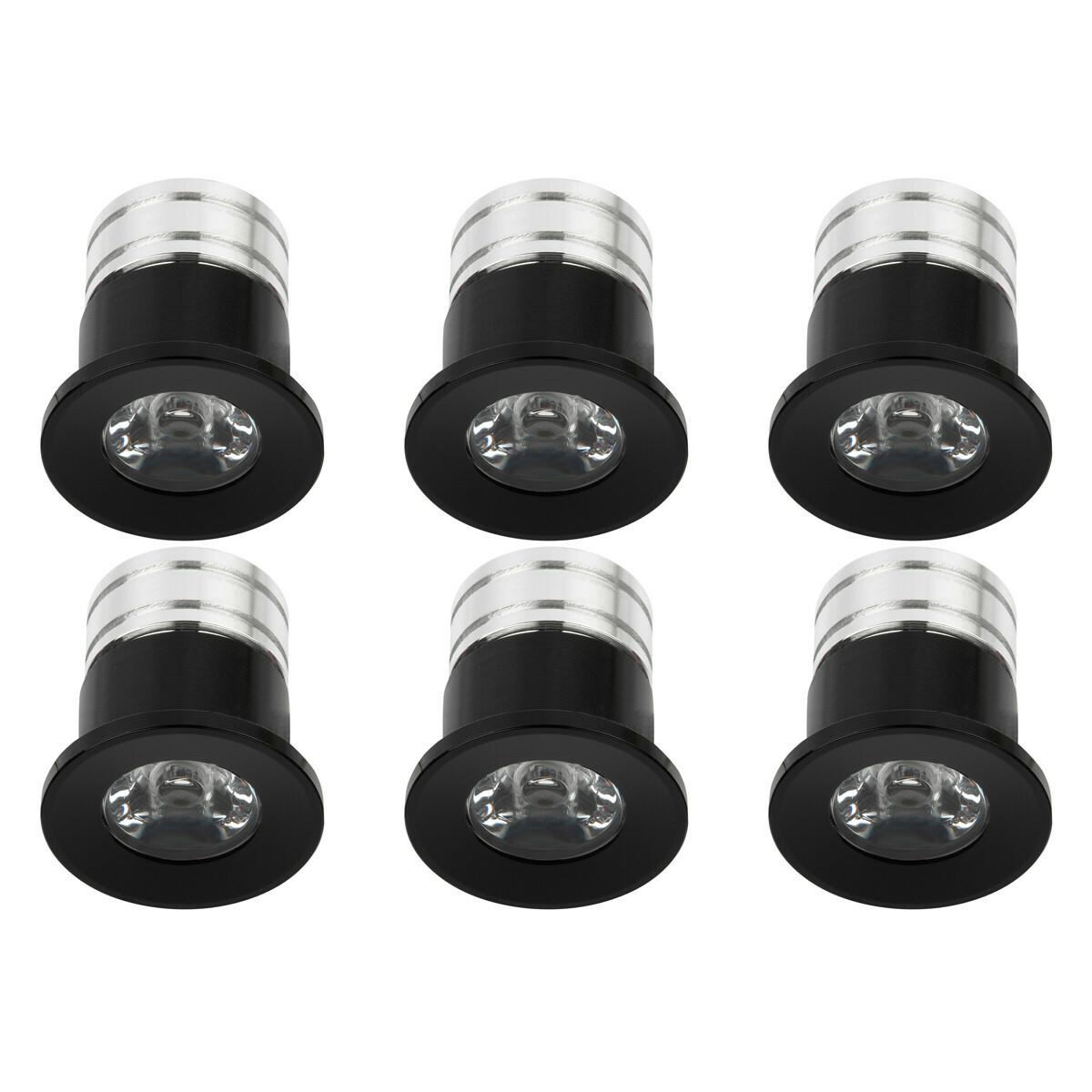 Éclairage de Spot de Véranda LED 6 Pack - 3W - Blanc Neutre 4000K - Encastré - Dimmable - Rond - Mat Noir - Aluminium - Ø31mm