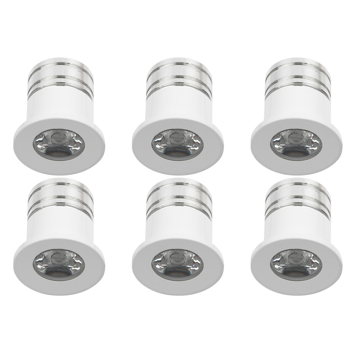 Éclairage de Spot de Véranda LED 6 Pack - 3W - Blanc Neutre 4000K - Encastré - Rond - Mat Blanc - Aluminium - Ø31mm