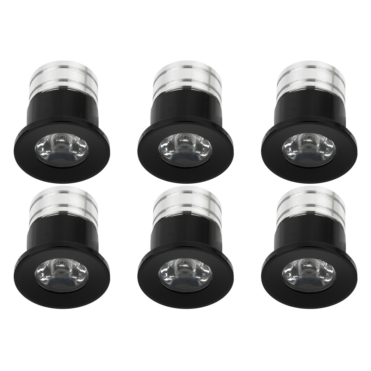 Éclairage de Spot de Véranda LED 6 Pack - 3W - Blanc Neutre 4000K - Encastré - Rond - Mat Noir - Aluminium - Ø31mm