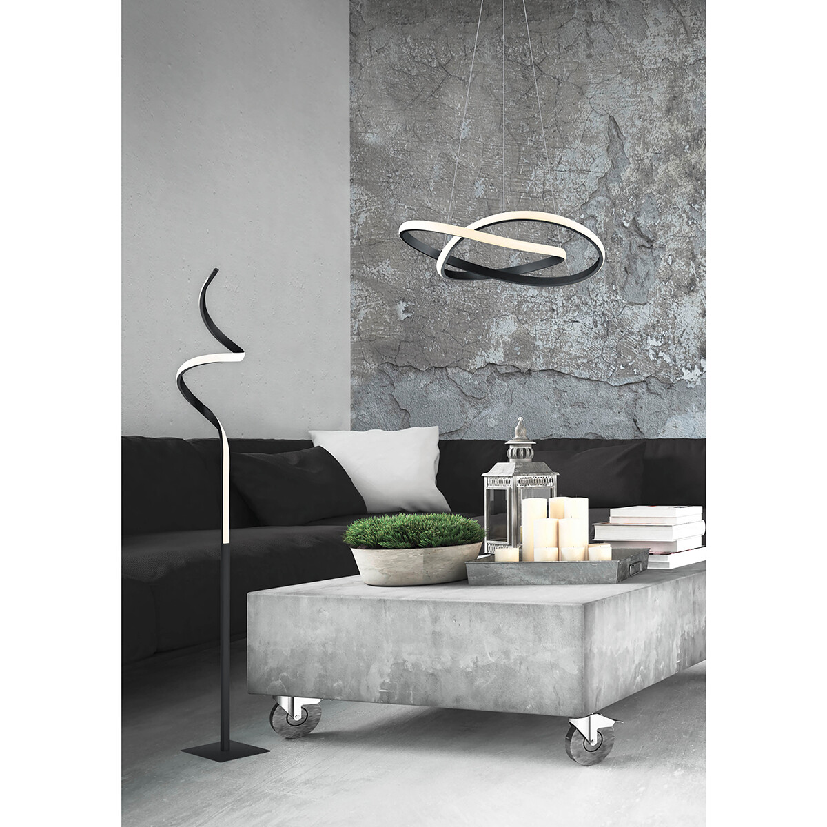 Lampadaire LED - Trion Corcy - 11W - Blanc Chaud 3000K - Dimmable - Rond - Mat Noir - Aluminium