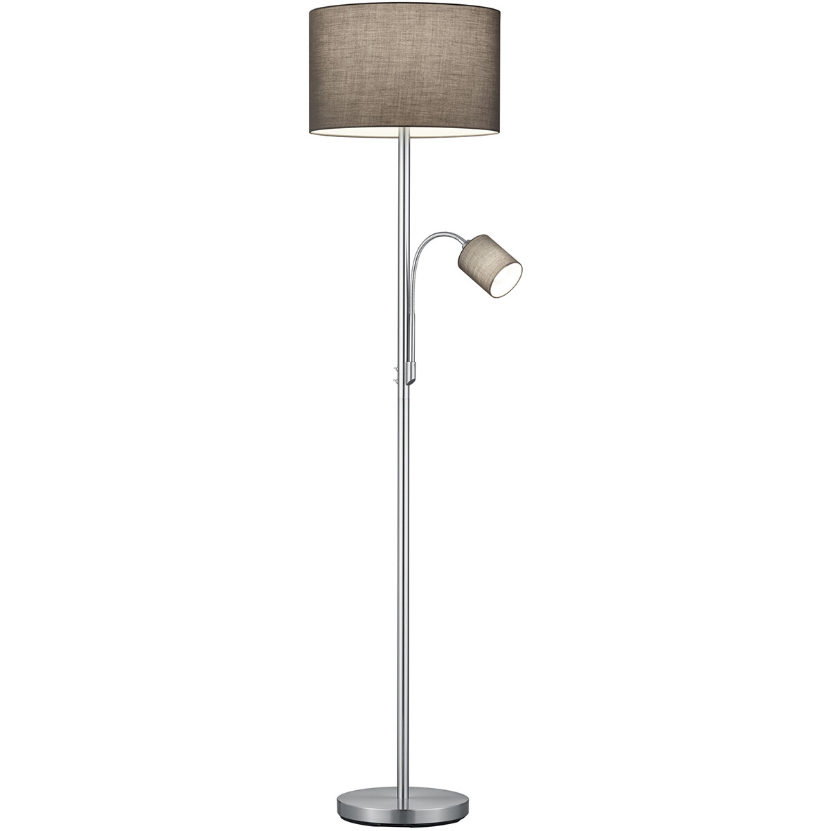 Lampadaire LED - Trion Hotia - Douille E14 - Rond - Mat Gris - Aluminium