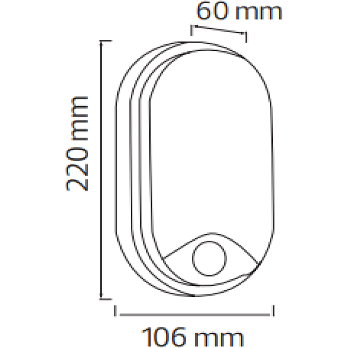 LED Applique Murale avec Capteur - Kozolux Porta - 15W 1200lm - Blanc Chaud 3000K - IP54 - Ovale - Blanc