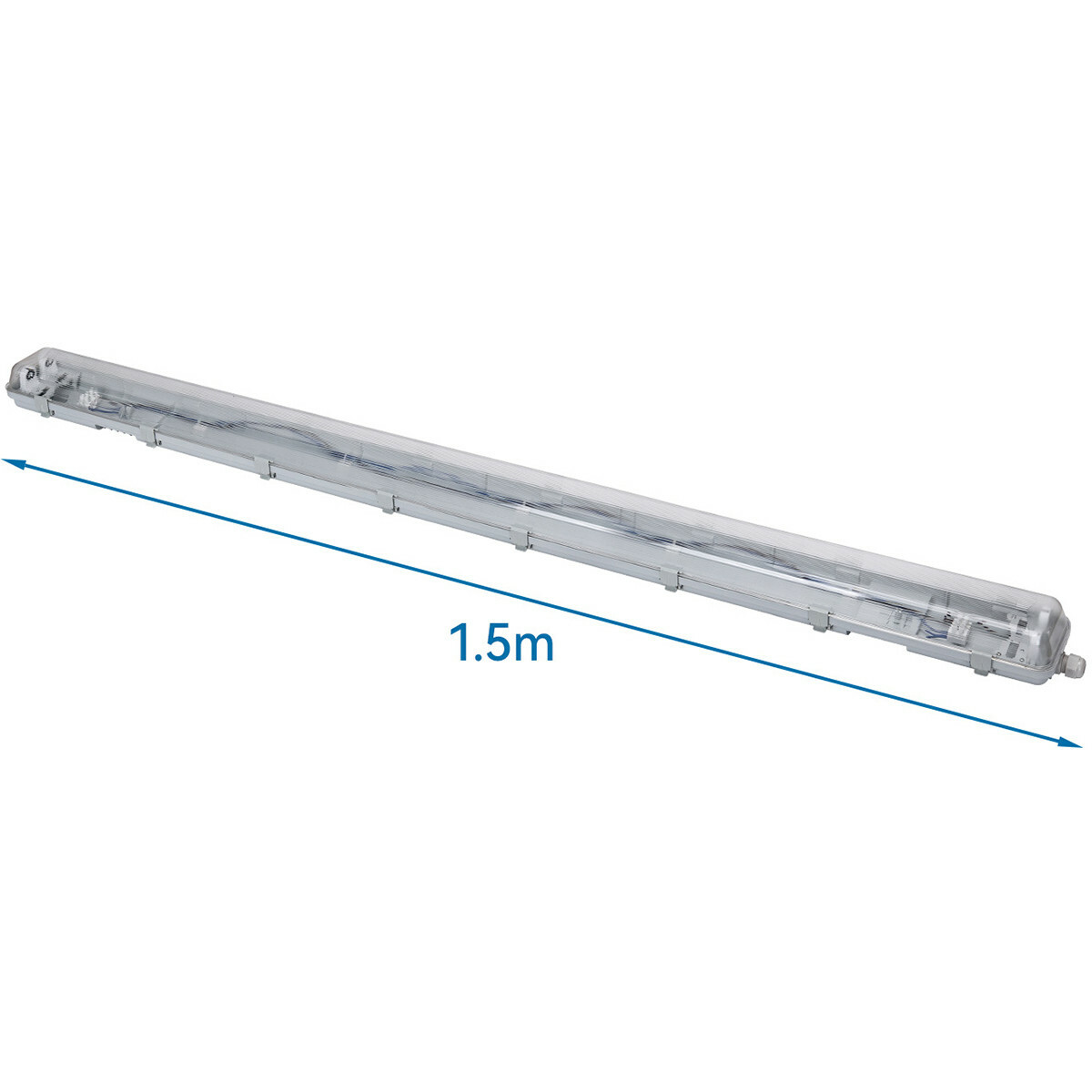 Réglette étanche LED avec tubes T8 - Velvalux Strela - 150cm - Double - Connectable - Étanche IP65 - OSRAM - SubstiTUBE Value EM 830 - 38.2W - Blanc Chaud 3000K | Remplace 116W