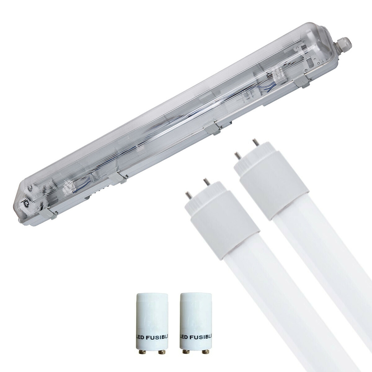 Réglette étanche LED avec tubes T8 - Velvalux Strela - 60cm - Double - Connectable - Étanche IP65 - 16W - Blanc Naturel 4200K