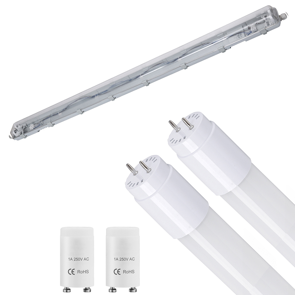 Réglette étanche LED avec tubes T8 G13 - Velvalux Strela - 150cm - Double - Connectable - Étanche IP65 - 40W 4800lm - 840 Blanc Neutre 4000K | Remplace 294W