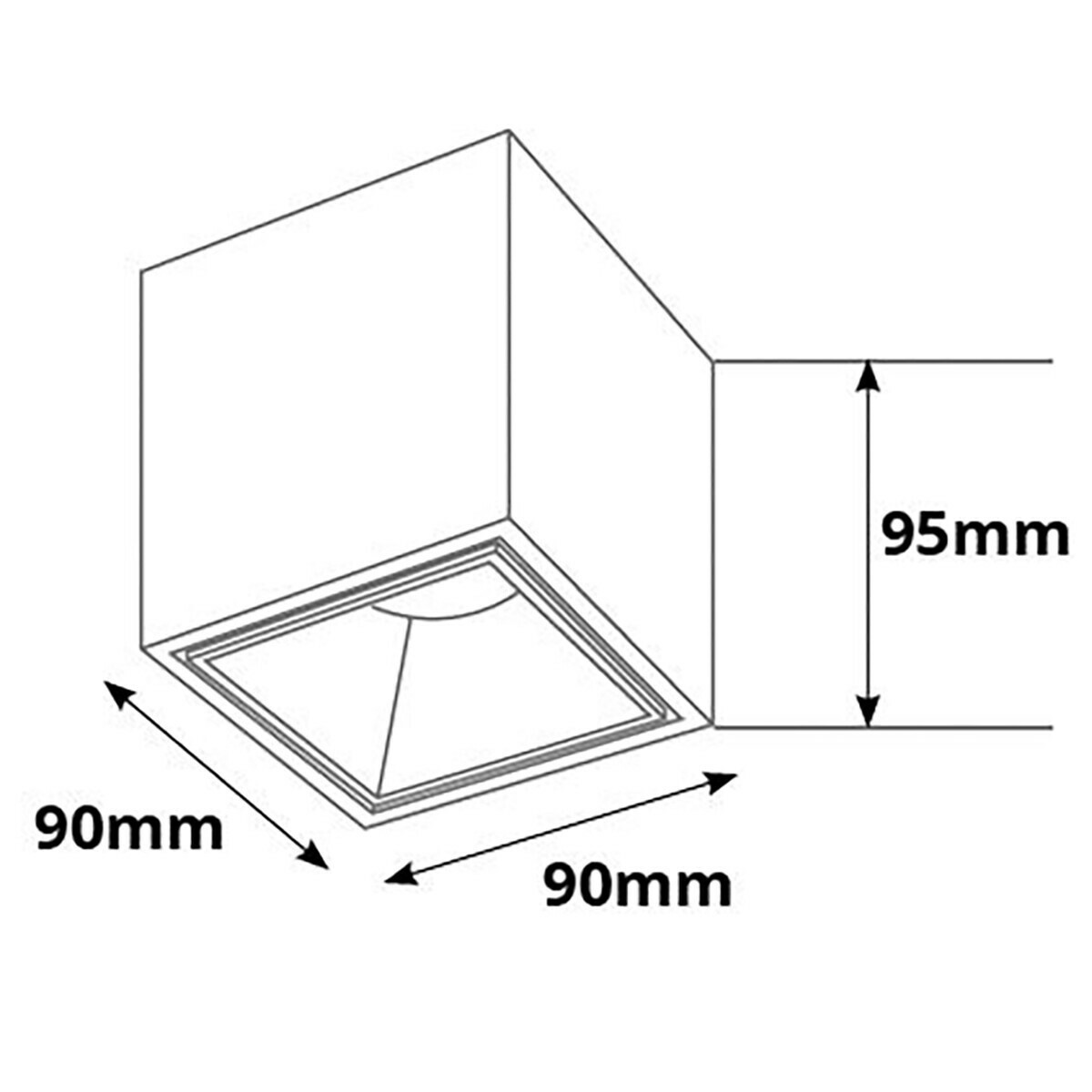 Ensemble de Spot de Plafond - Pragmi Cliron Pro - Douille GU10 - En Saillie Carré - Mat Blanc - 6W - Blanc Froid 6400K - Encastré - 90mm