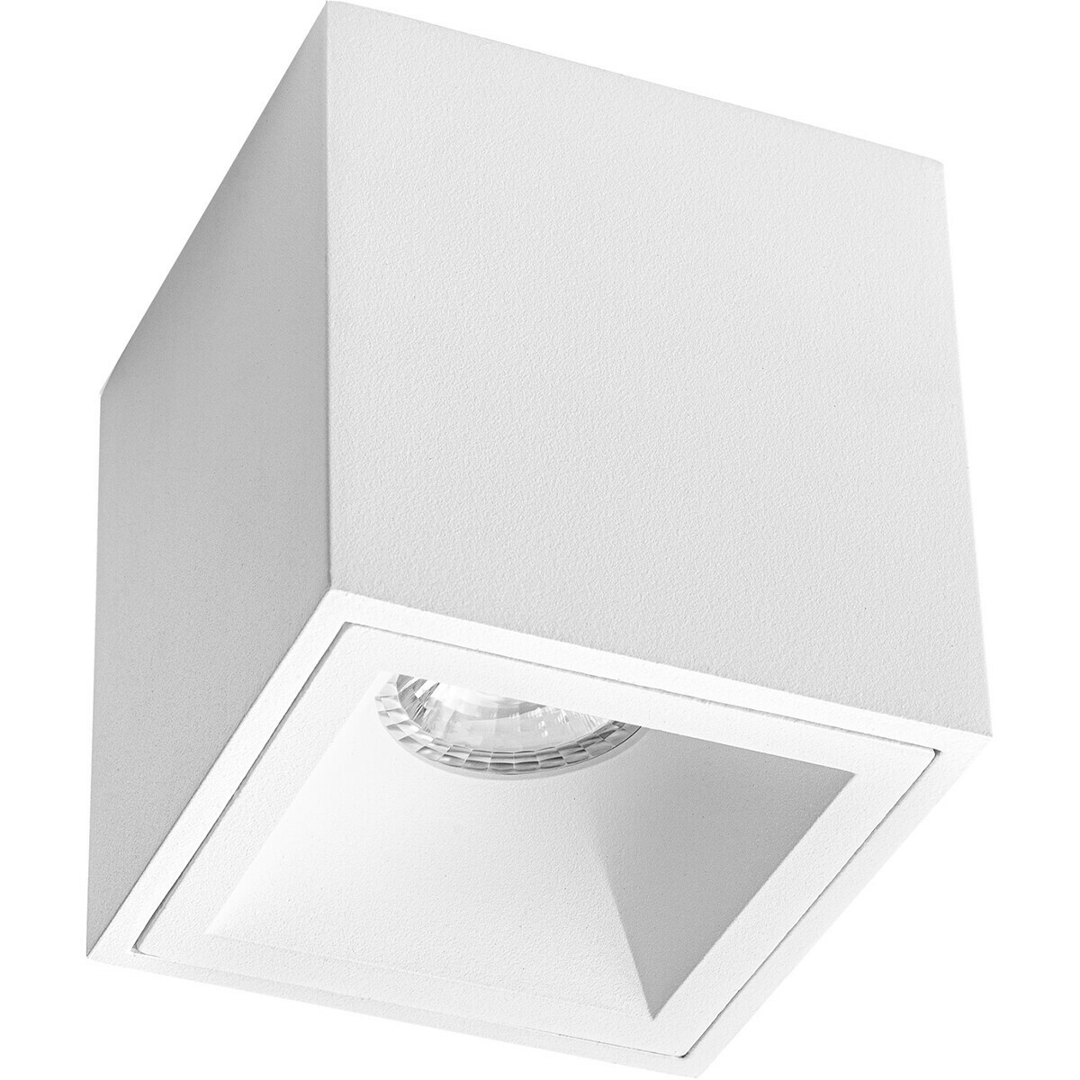 Ensemble de Spot de Plafond - Pragmi Cliron Pro - Douille GU10 - En Saillie Carré - Mat Blanc - 6W - Blanc Froid 6400K - Encastré - 90mm