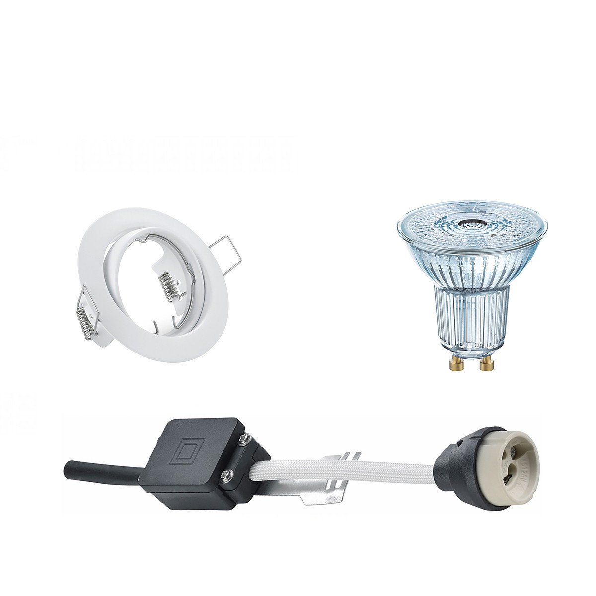 Set de spots LED - LEDVANCE Parathom PAR16 927 36D - Douille GU10 - Dimmable - Rond Encastré - Mat Blanc - 4.5W - Blanc Chaud 2700K - Inclinable Ø83mm