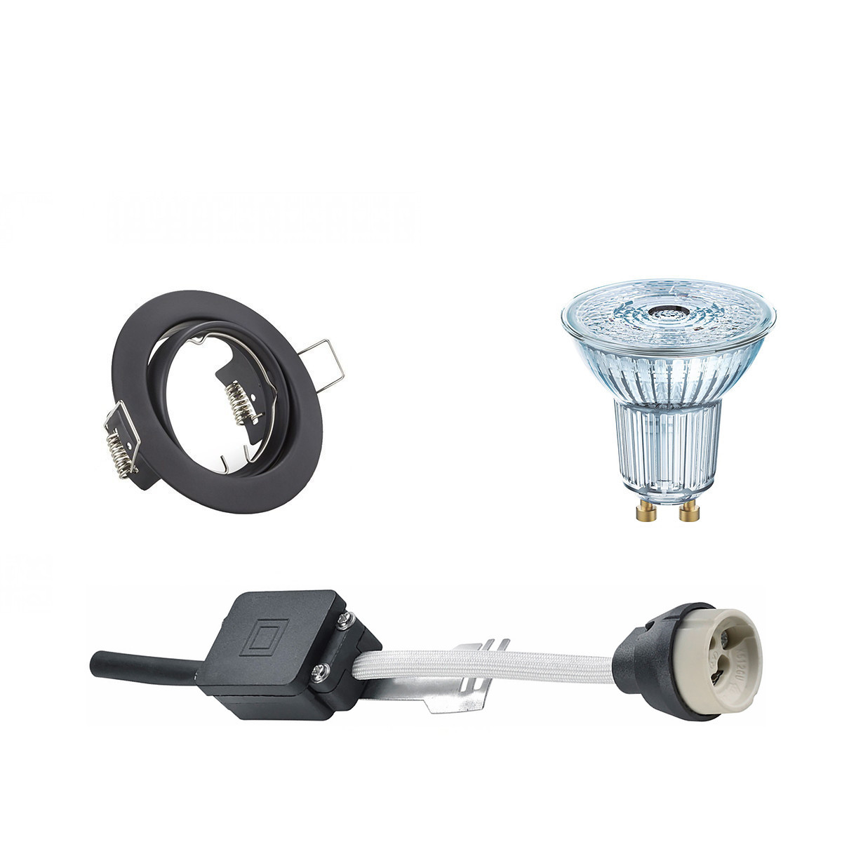 Set de spots LED - LEDVANCE Parathom PAR16 927 36D - Douille GU10 - Dimmable - Rond Encastré - Mat Noir - 4.5W - Blanc Chaud 2700K - Inclinable Ø83mm